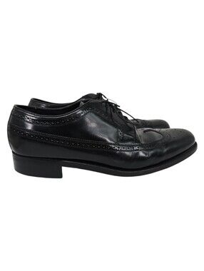Vintage Florsheim Wing Tie Oxfords Shoes Black 8.5